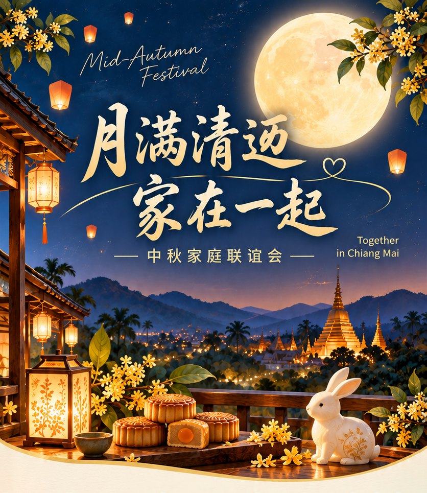 月满清迈 家在一起 中秋家庭联谊会宣传海报